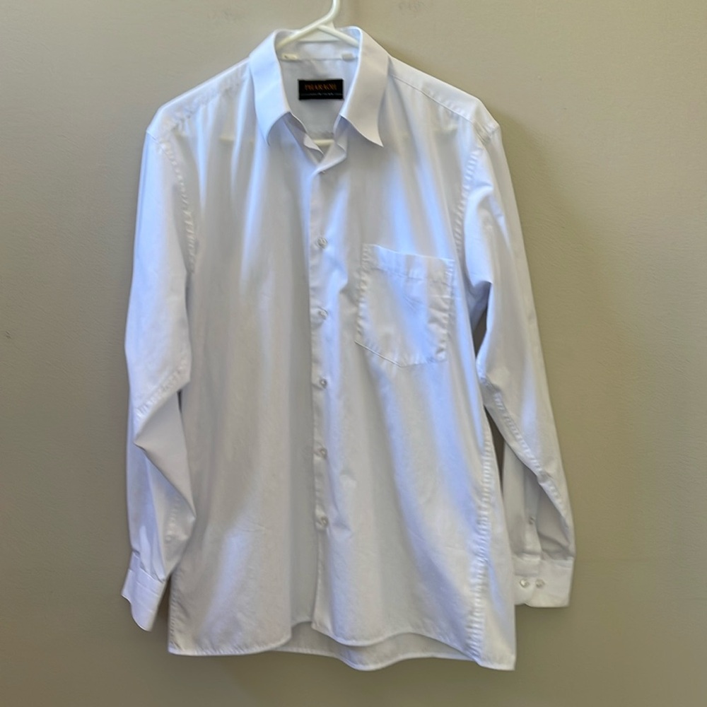 Long Sleeve White Button Dress Shirt, Sz M/L